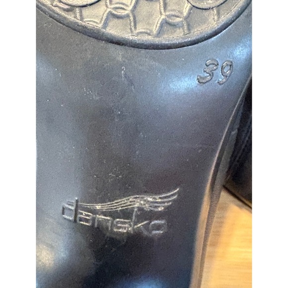 Dansko Women's Black Leather Heeled Shoes Comfortable Slip On Dress Booties - Picture 7 of 8